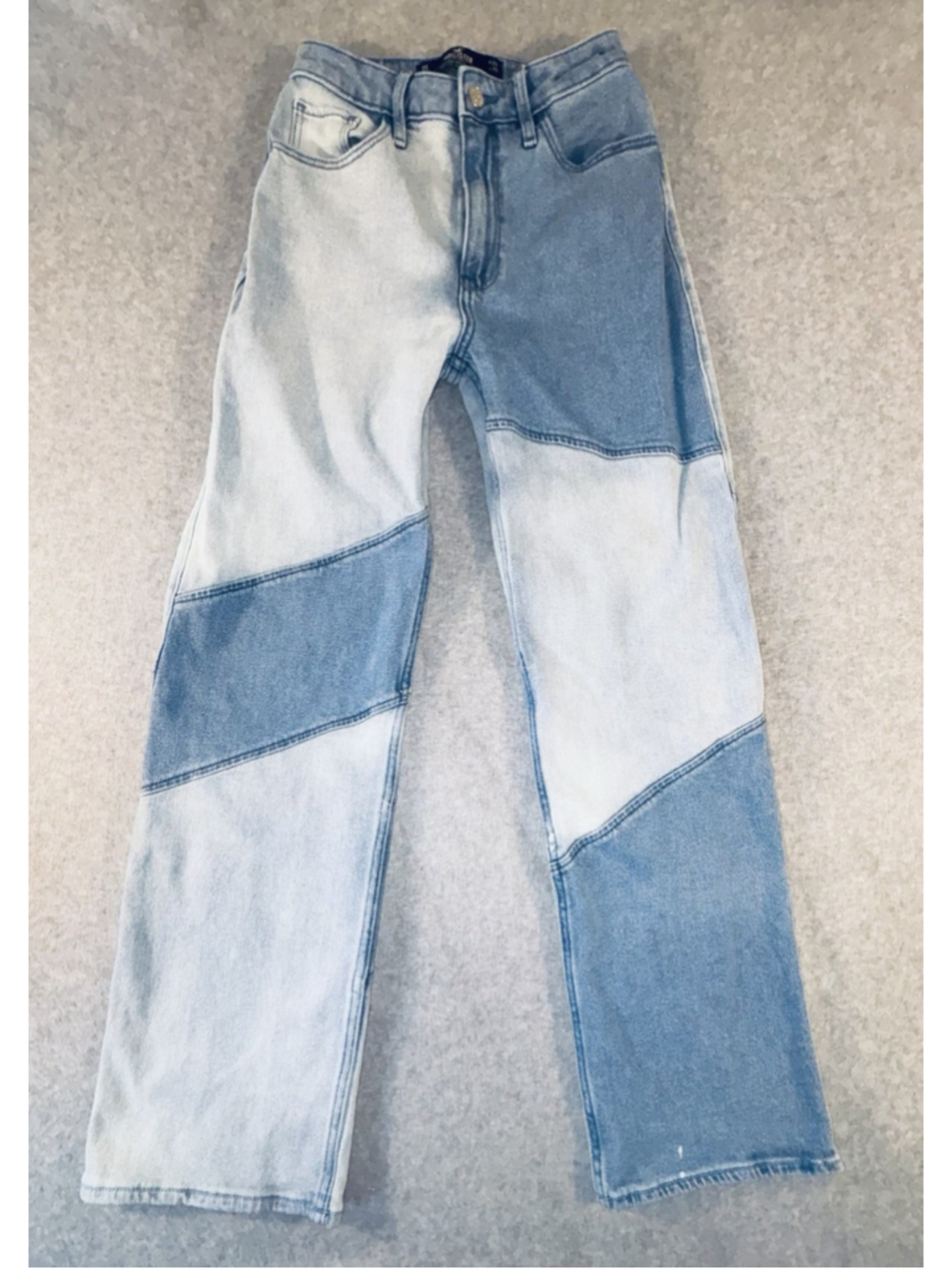 Hollister Ultra High-Rise Dad Jeans Women’s 24x29 Blue Patchwork Two Tone